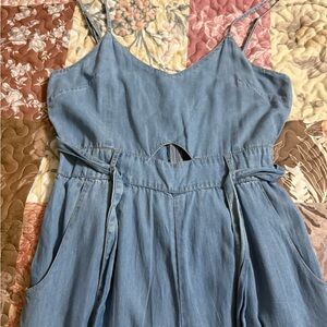 Truth Light Blue Denim Romper with Cutout